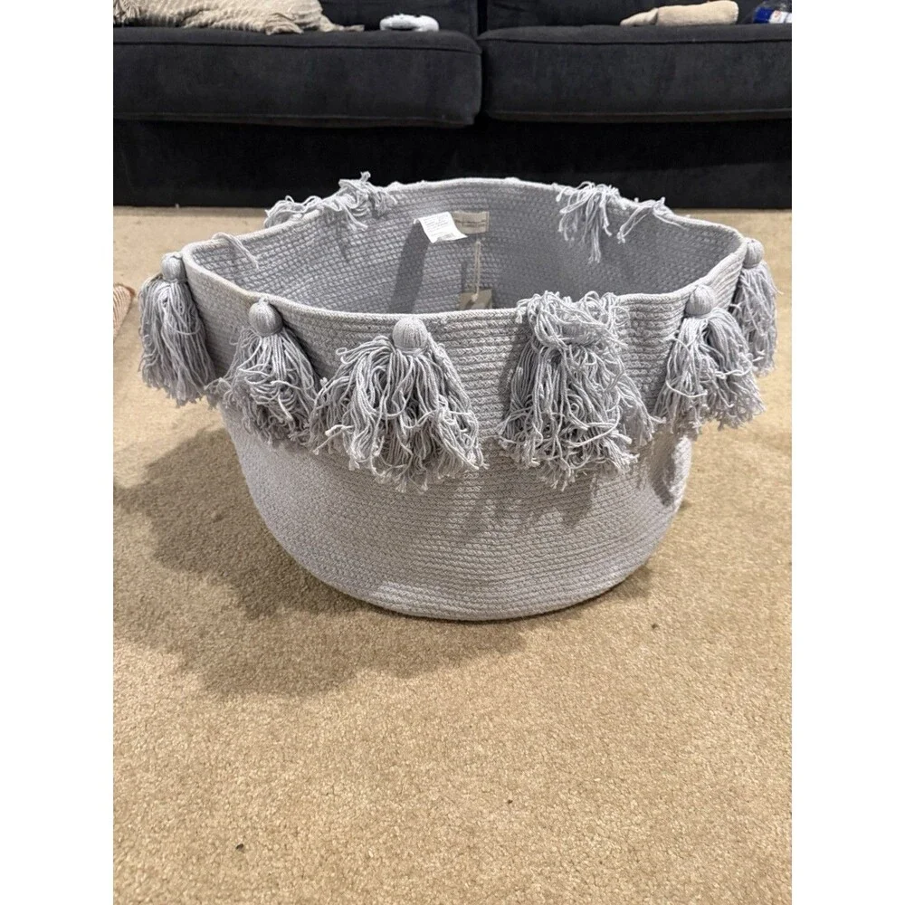Lorena Canals Basket Tassels Soft Blue 1’4”x10” NWT